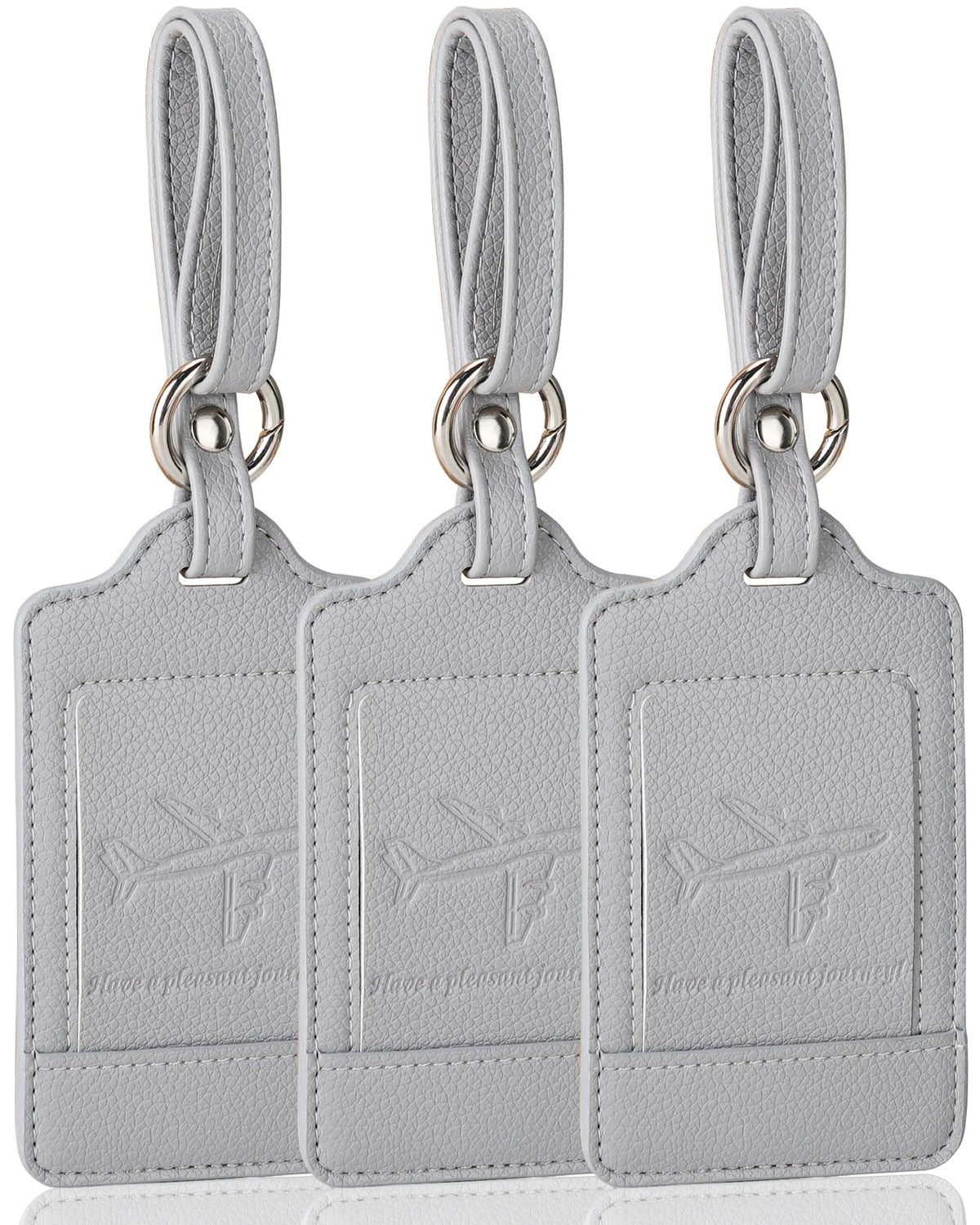 Three-Pack PU Leather Luggage Tags