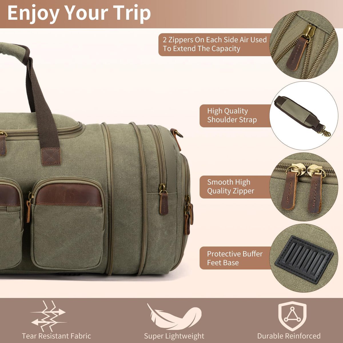 60L Expandable Canvas Weekender Set