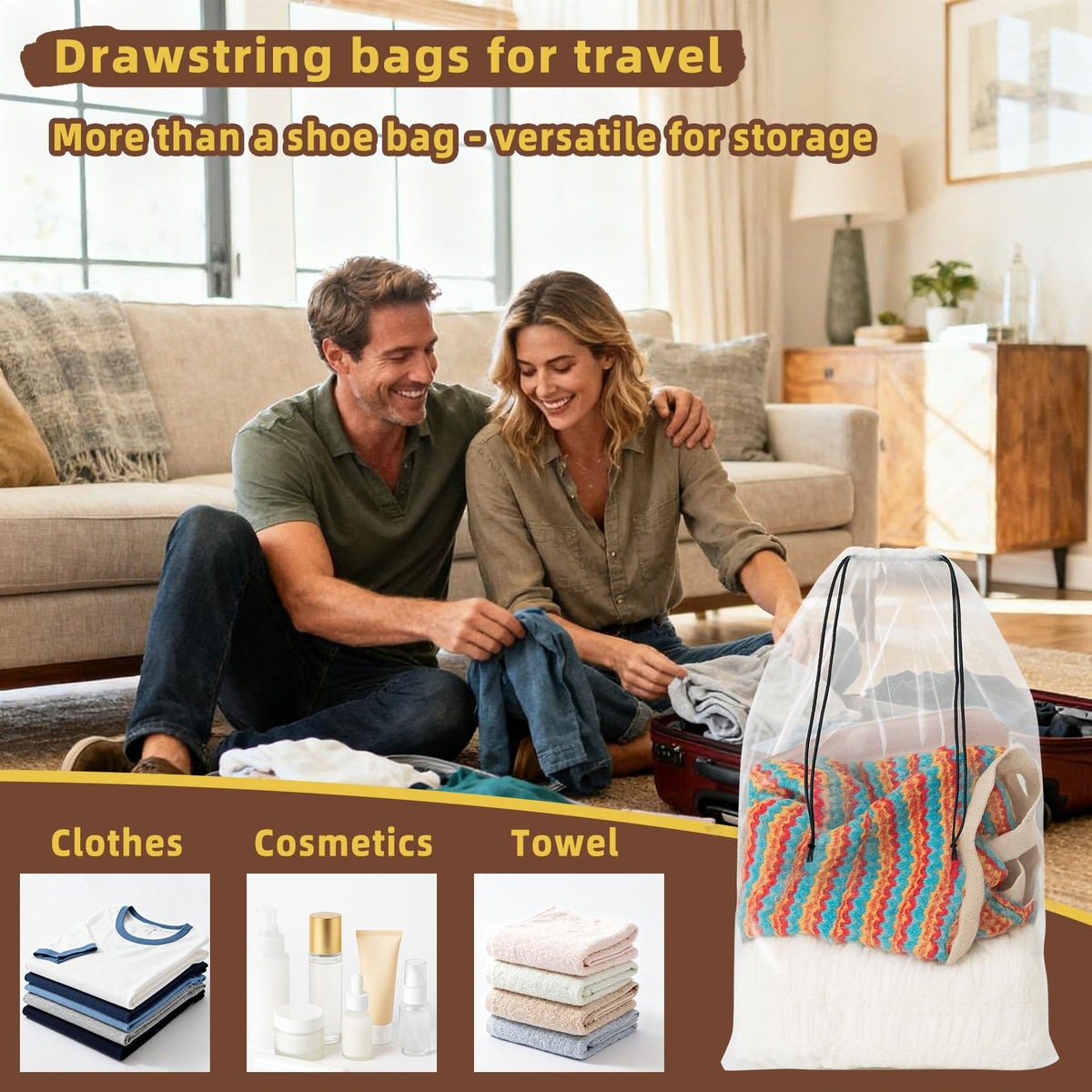 Frosted Drawstring Shoe Bag Set