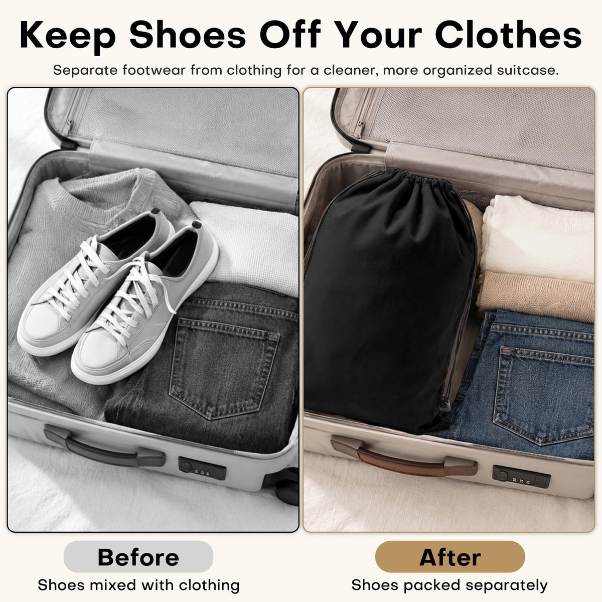 Four-Pack Flannel Drawstring Shoe Bags