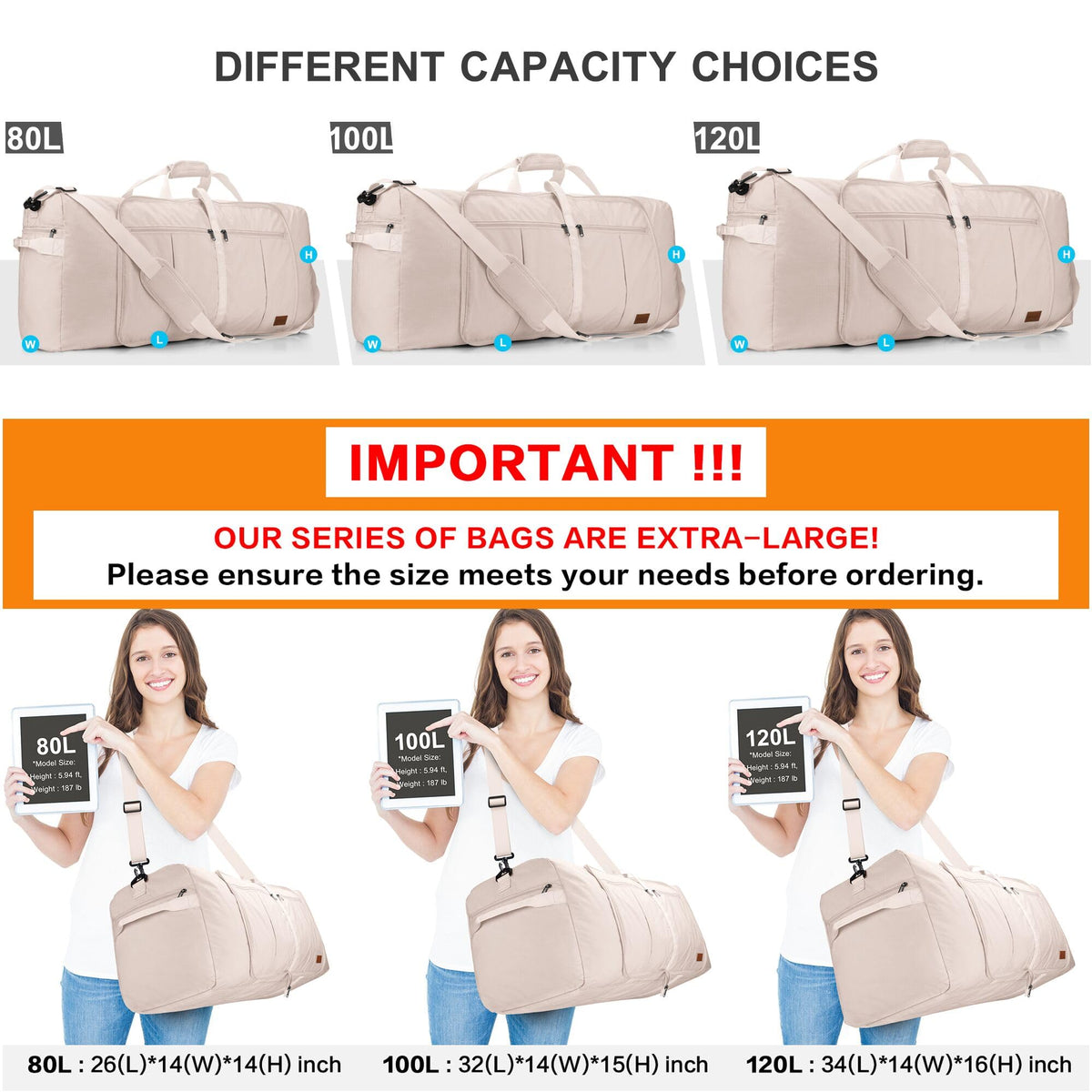 80L–120L Foldable Waterproof Duffel
