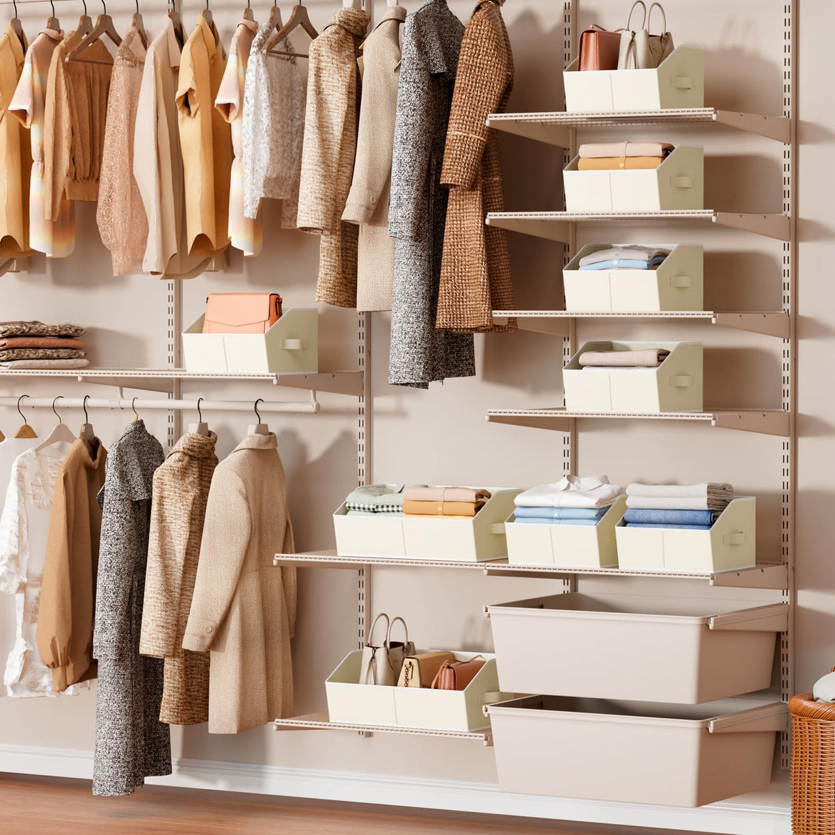 Open-Front Fabric Clothing Storage Bins