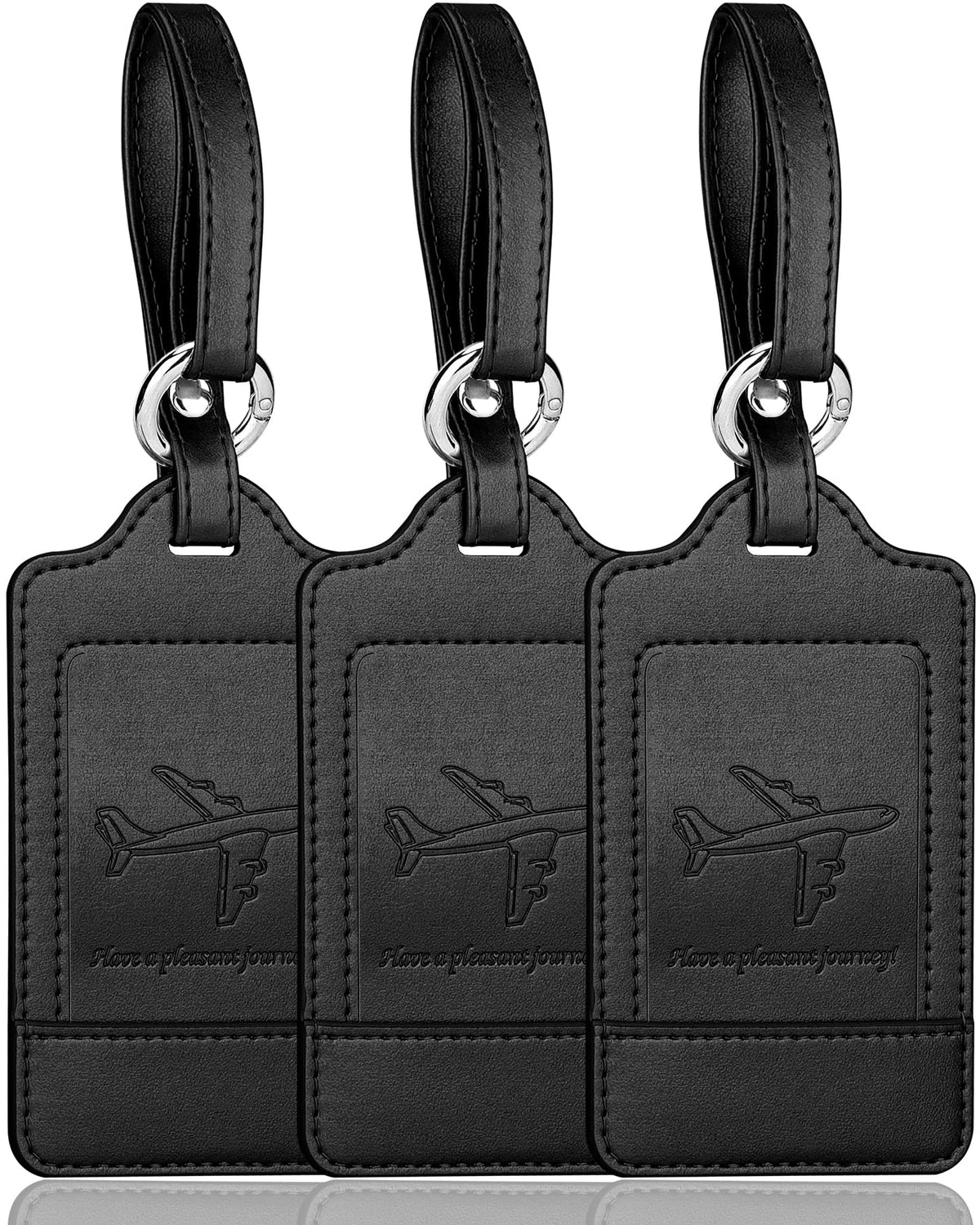 Three-Pack PU Leather Luggage Tags