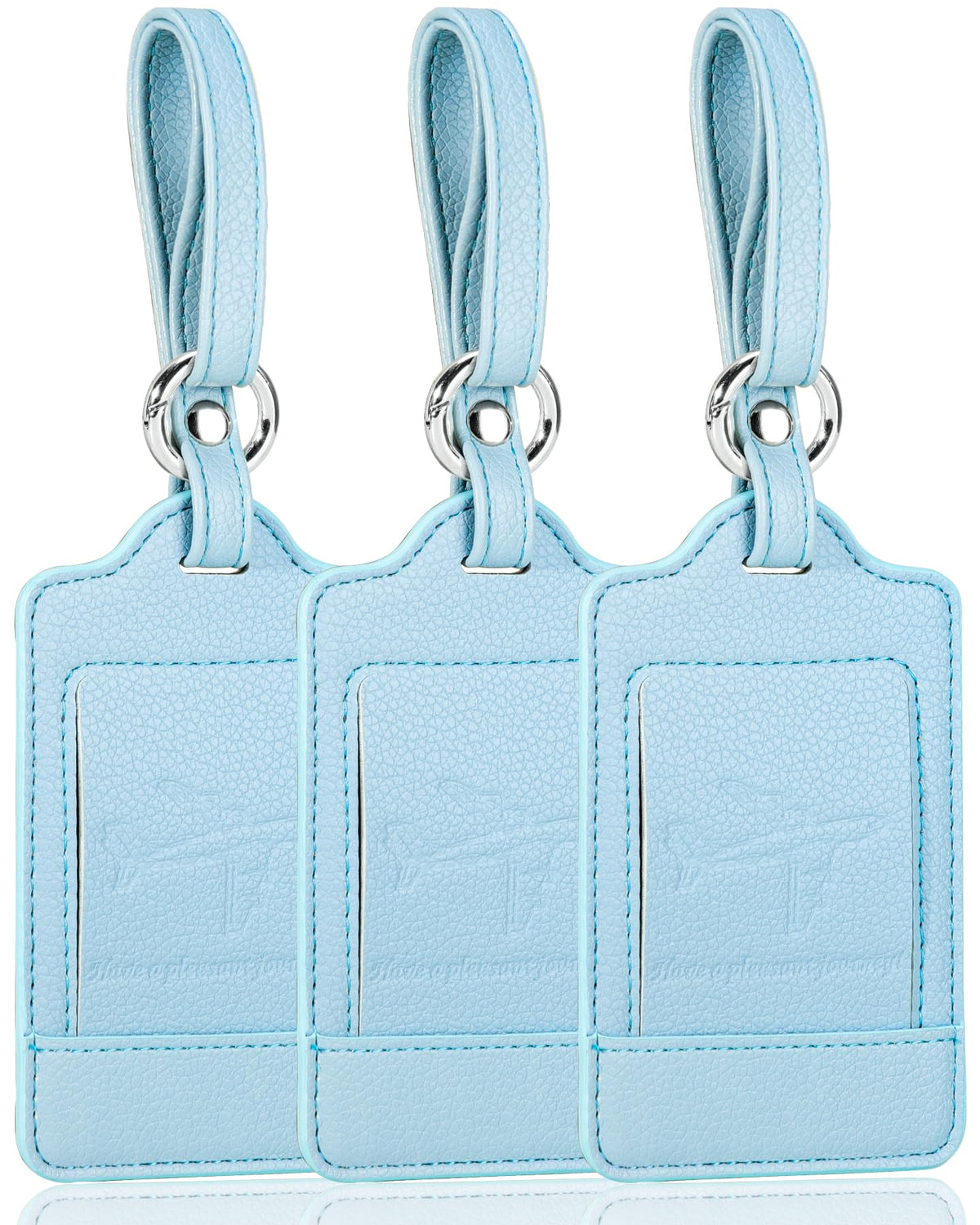Three-Pack PU Leather Luggage Tags