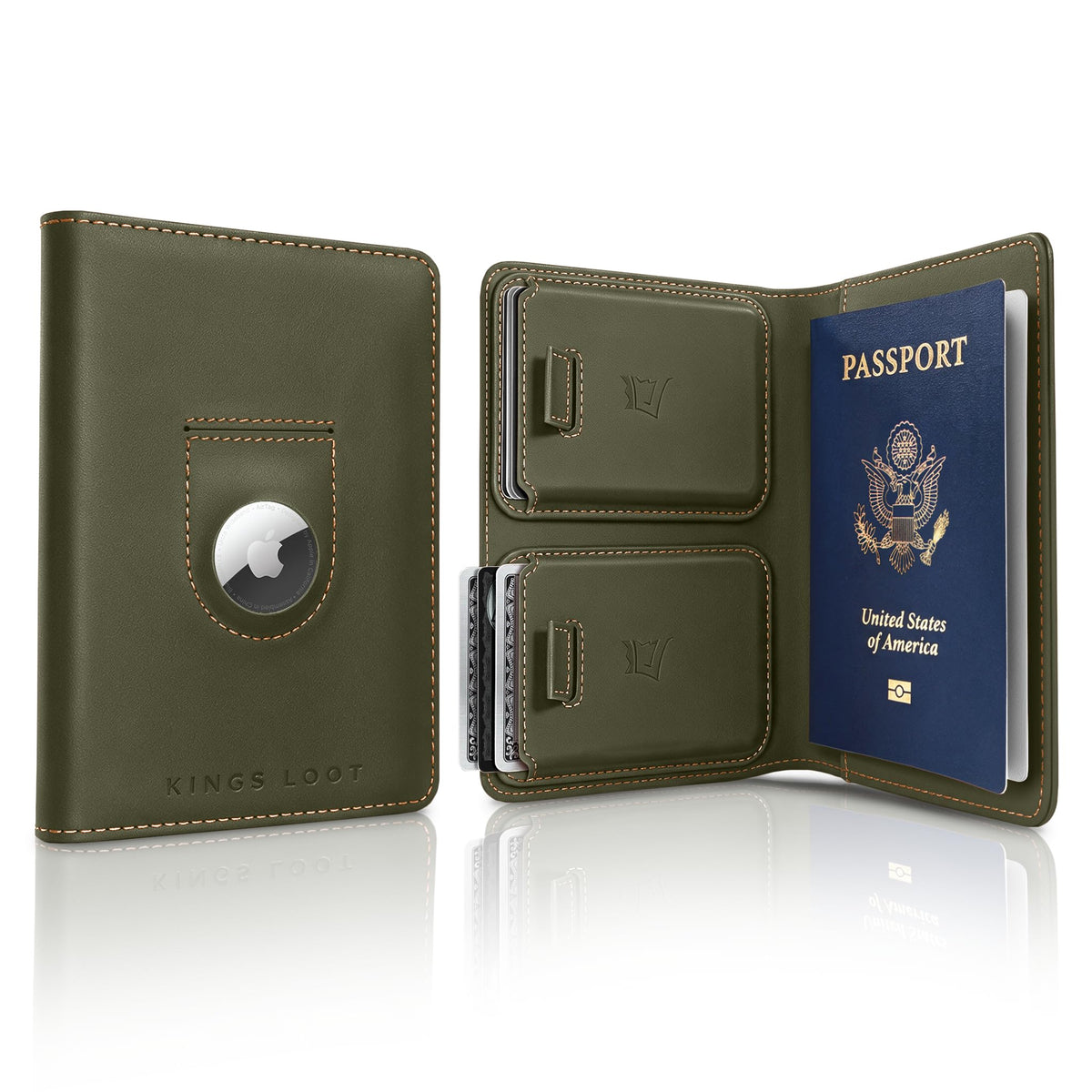 Leather RFID Passport Wallet with Tracker Pocket