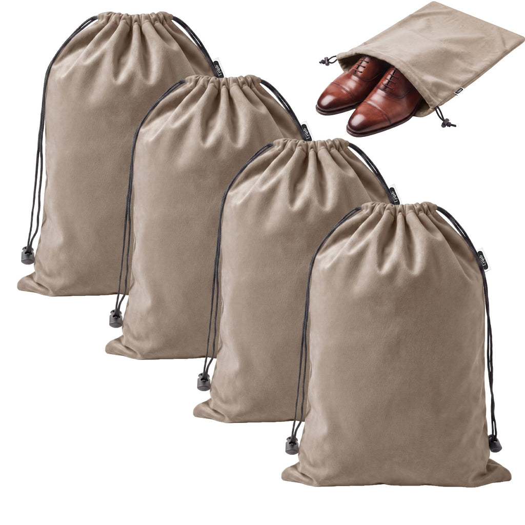 Four-Pack Flannel Drawstring Shoe Bags