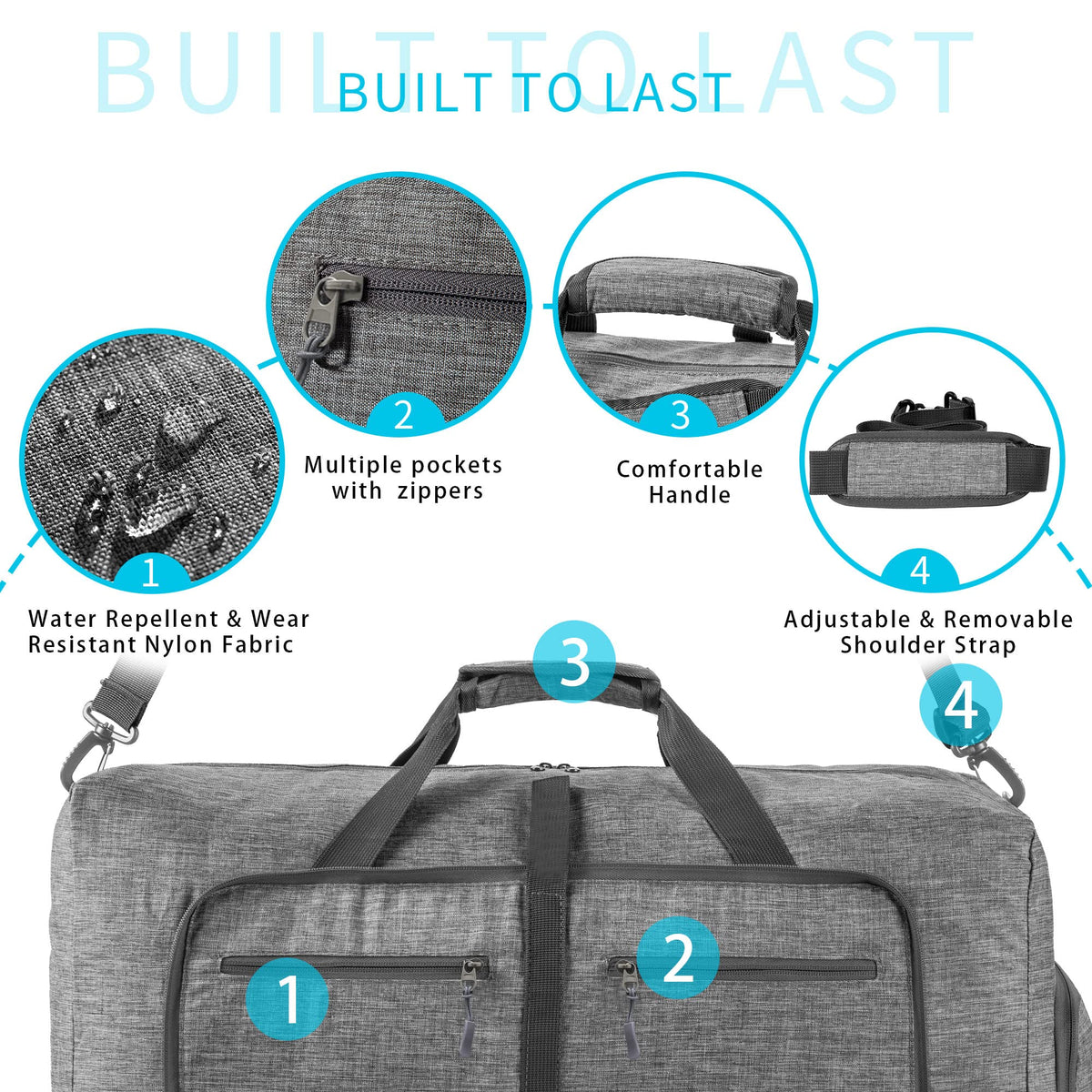 65L–115L Foldable Duffel with Shoe Compartment